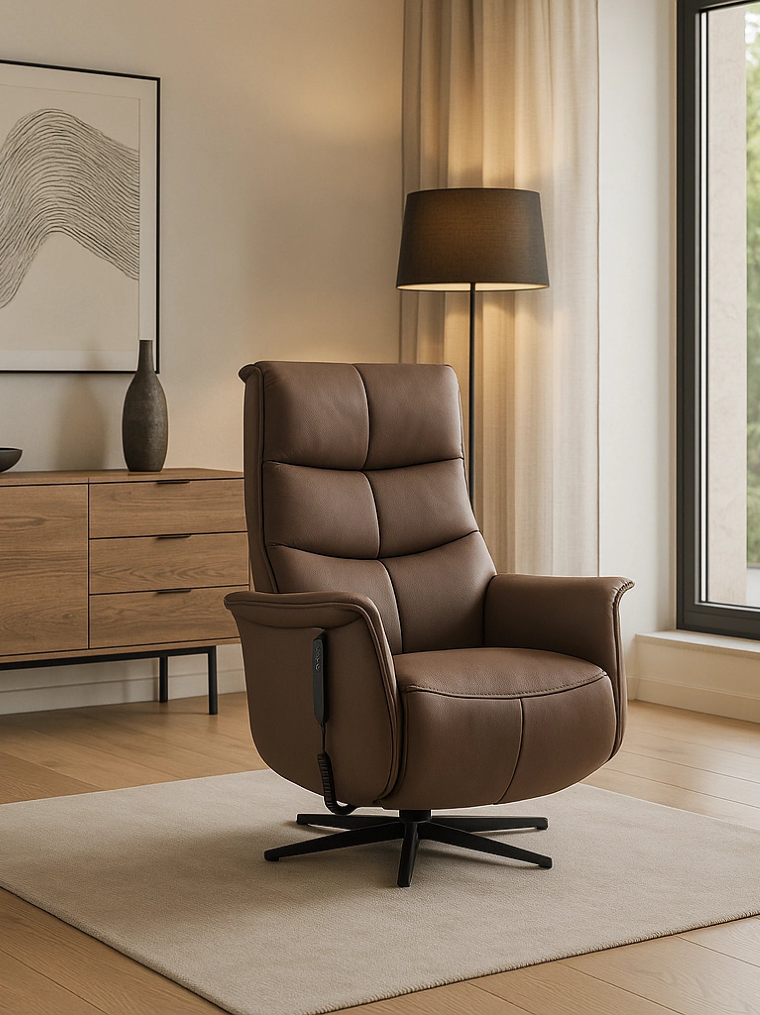 Leder relaxzetel adonis dark taupe