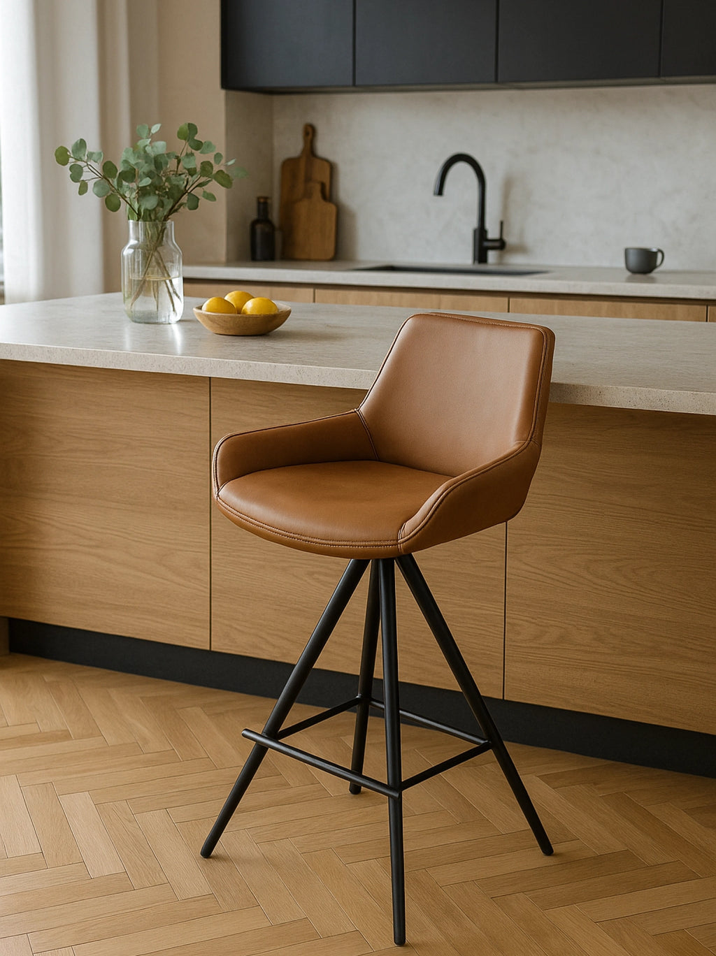 Leder barstoel padua B501 cognac zh 65