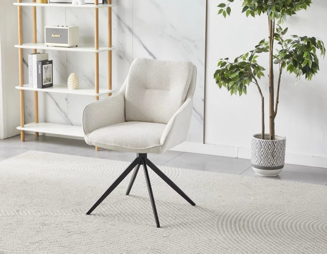 Eetkamerstoel charlotte beige met draaifunctie