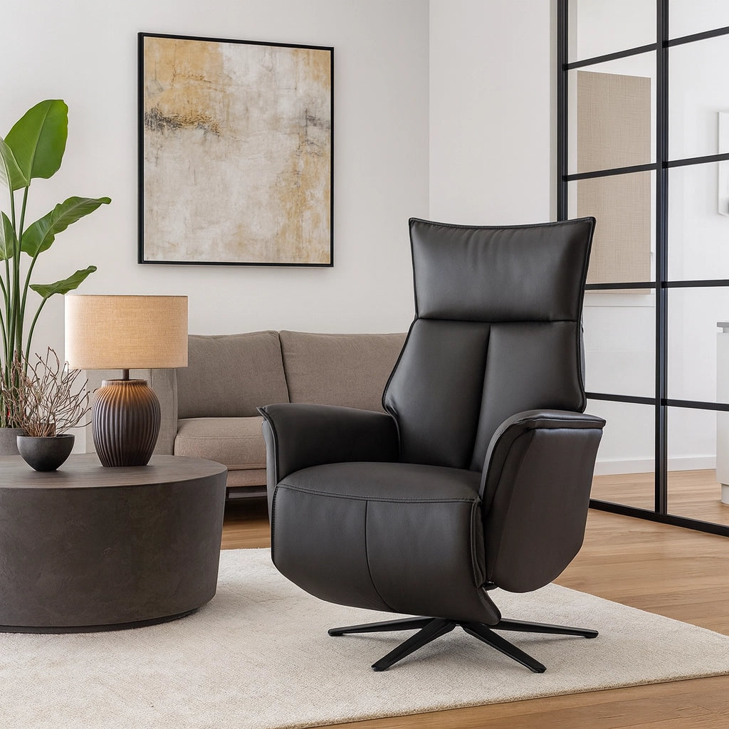 Leder relaxzetel Calpe zwart