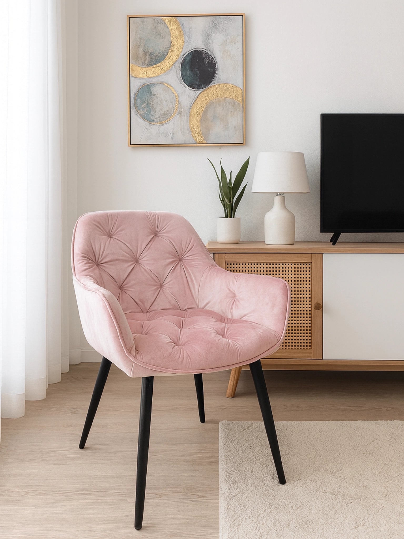 Eetkamerstoel eden roze fluweel