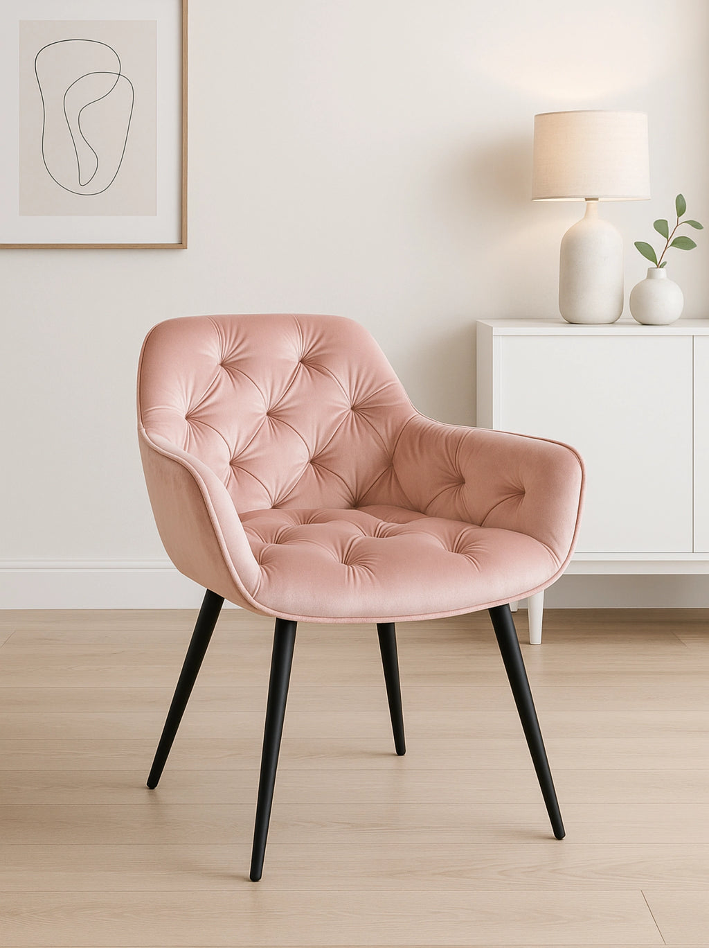 Eetkamerstoel eden roze fluweel