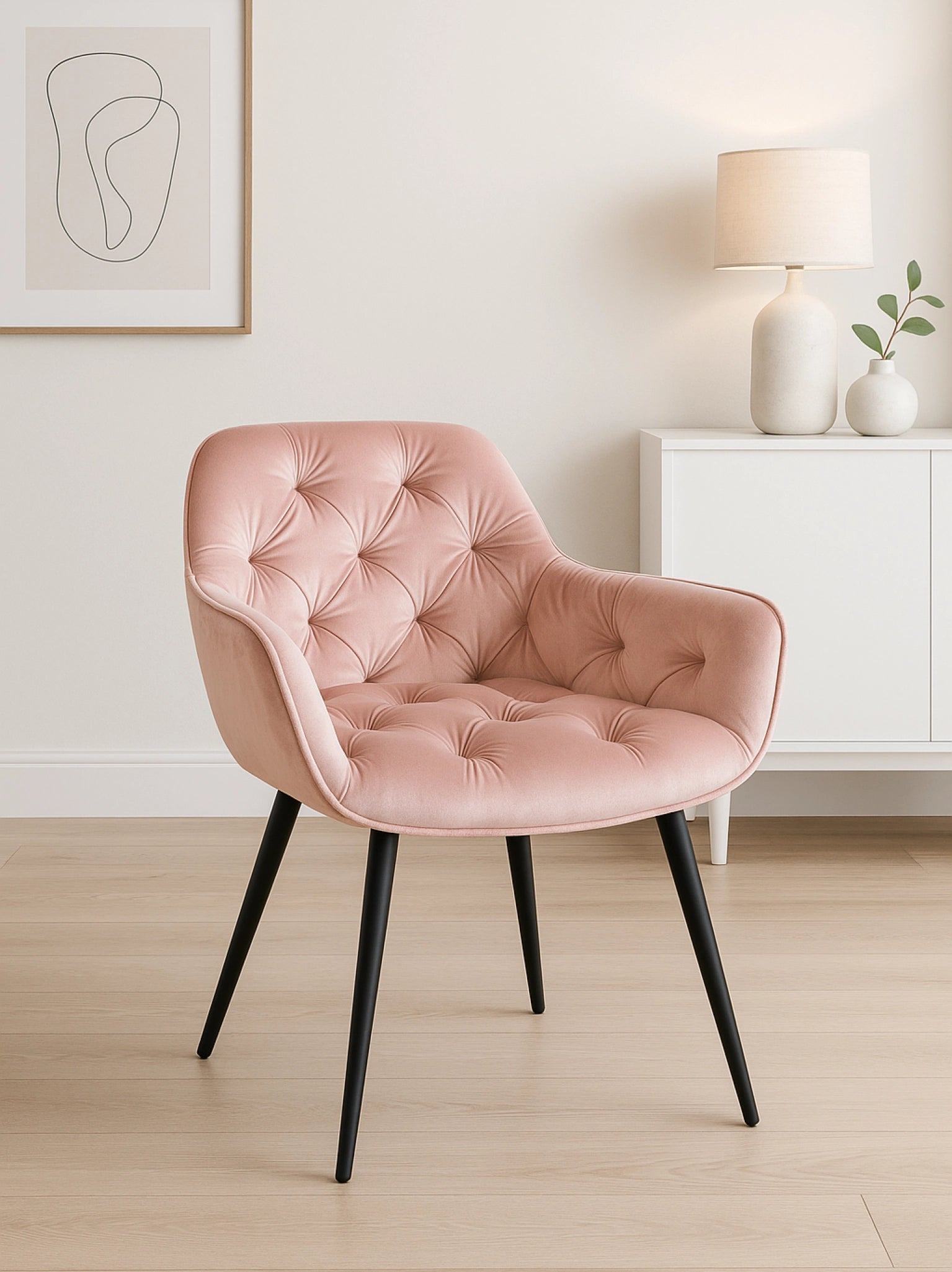 Eetkamerstoel eden roze fluweel