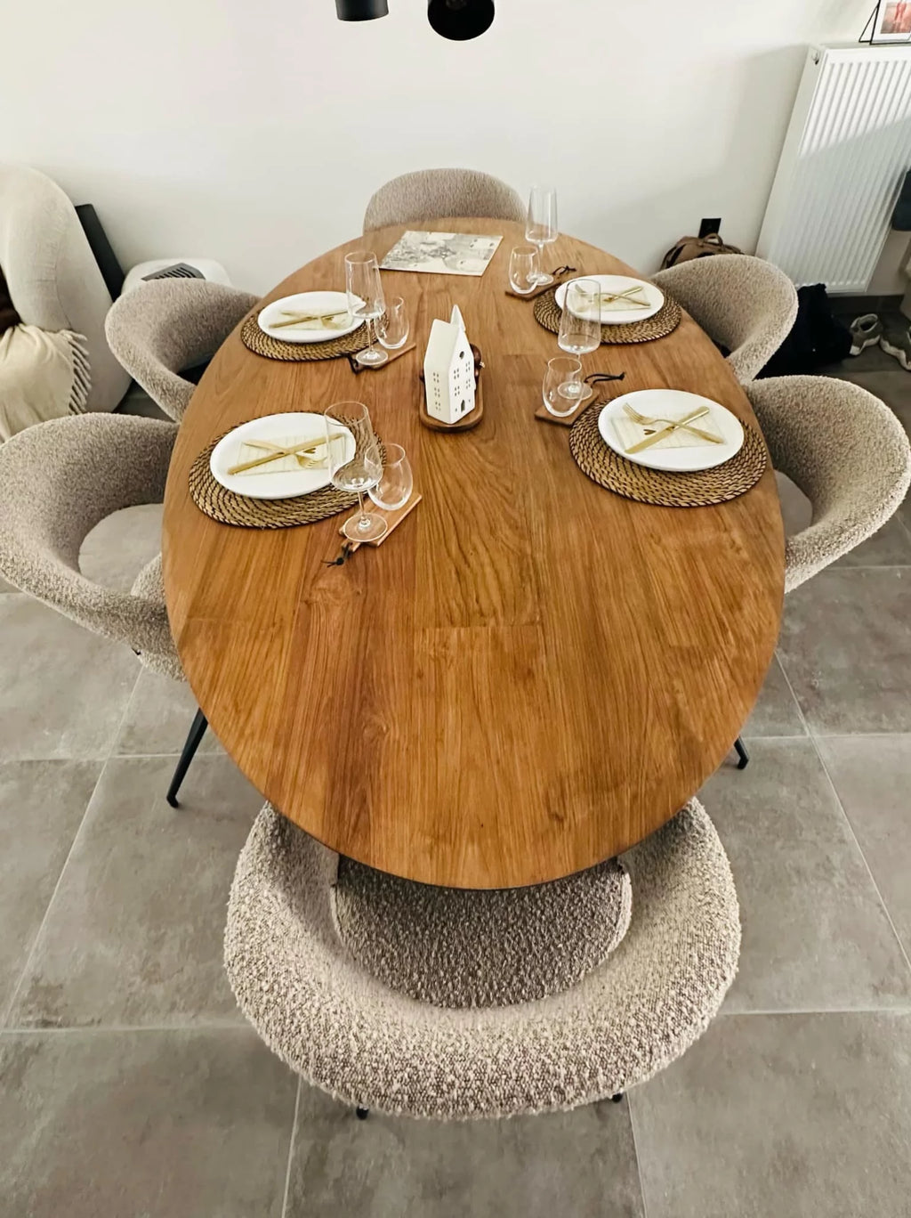 Yara eetkamerstoel bouclé toffee