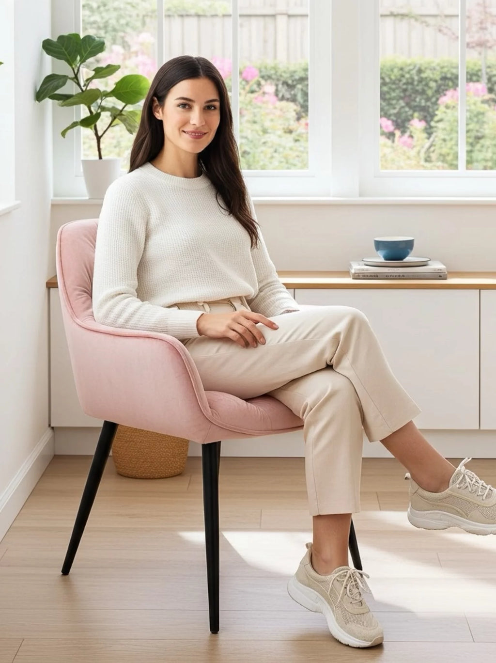 Eetkamerstoel eden roze fluweel