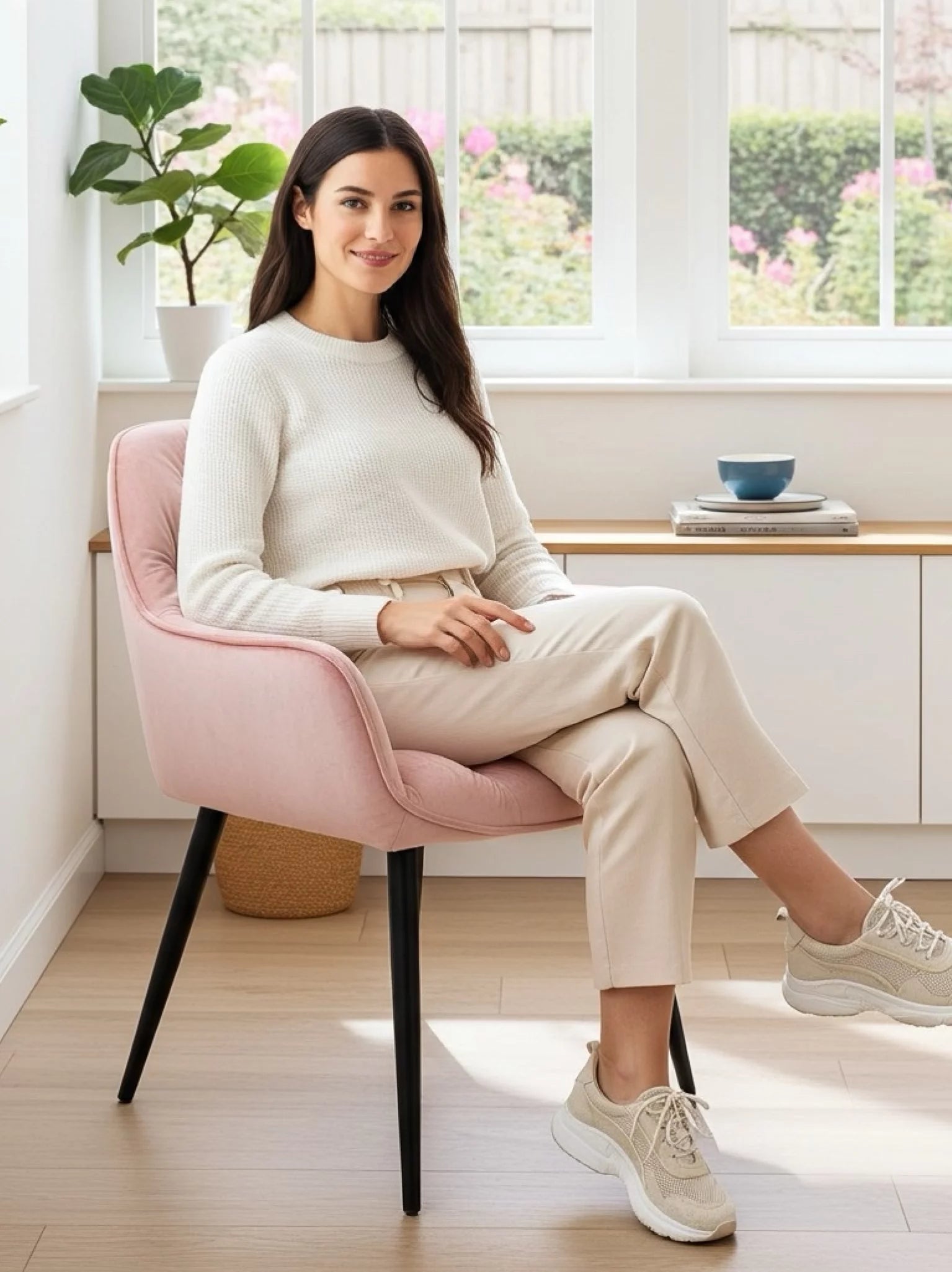 Eetkamerstoel eden roze fluweel