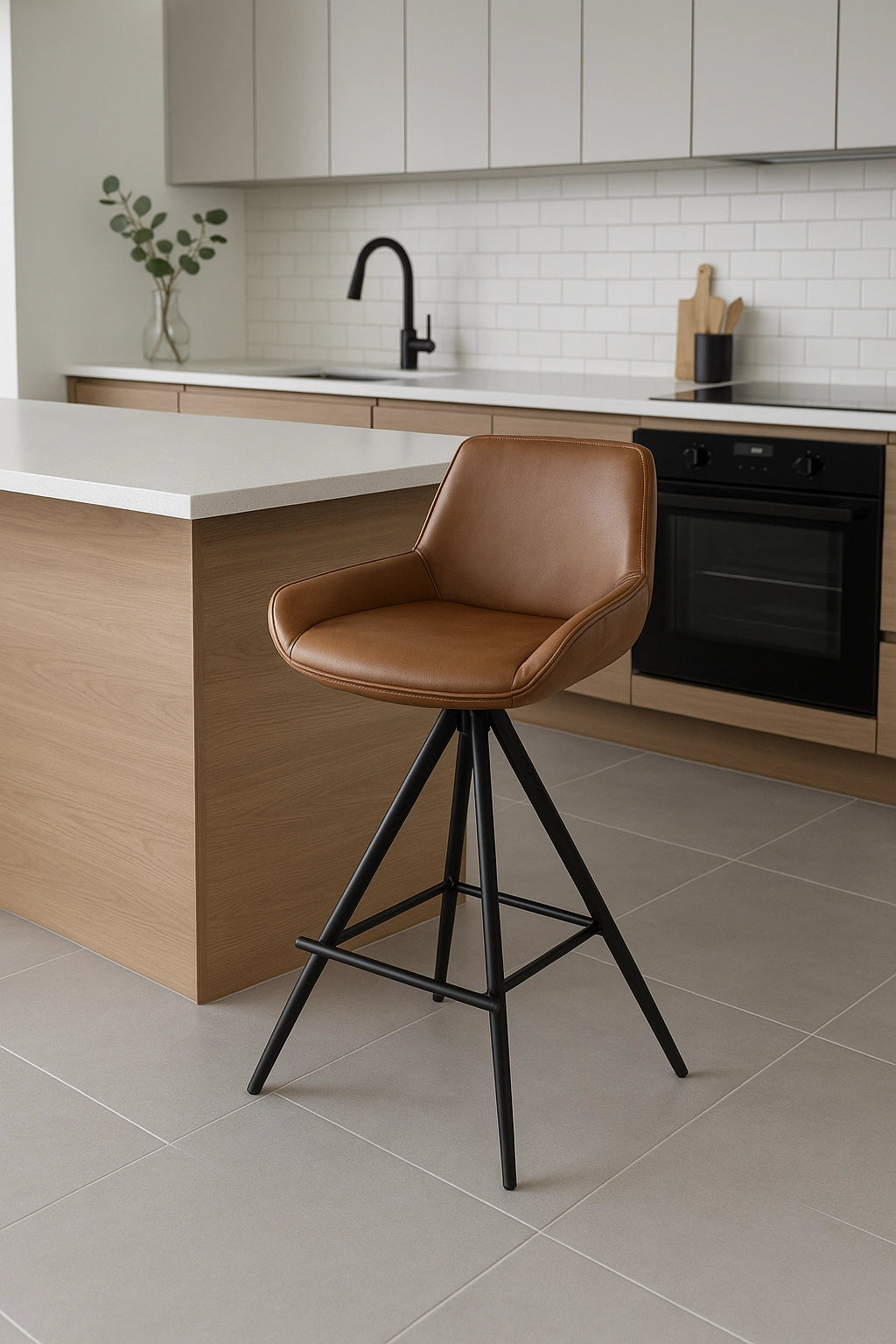 Leder barstoel padua B501 cognac zh 65