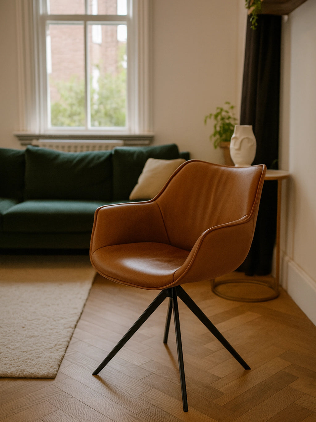 Padua leder eetkamerstoel cognac