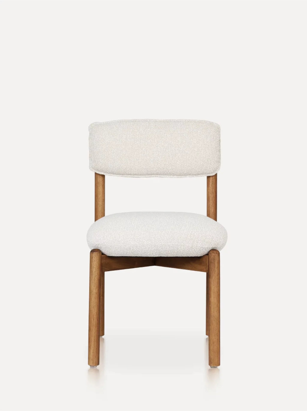 Houten eetkamerstoel frank walnoot afwerking en beige zit kussen