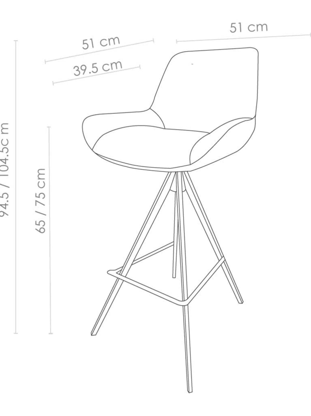 Barstoel padua b501 cognac leder zh 75