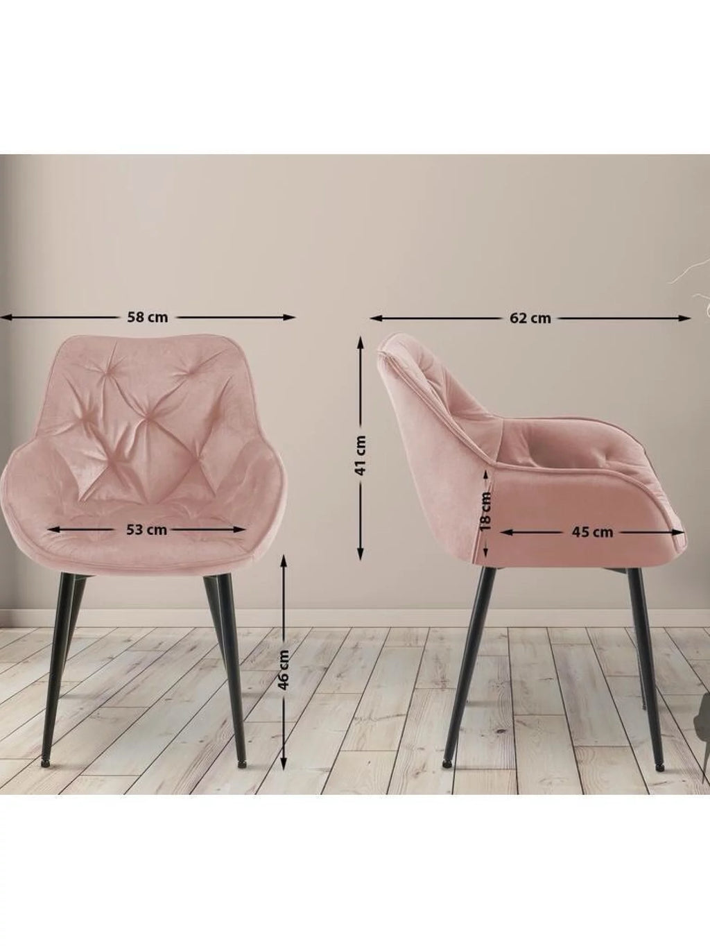 Eetkamerstoel eden roze fluweel