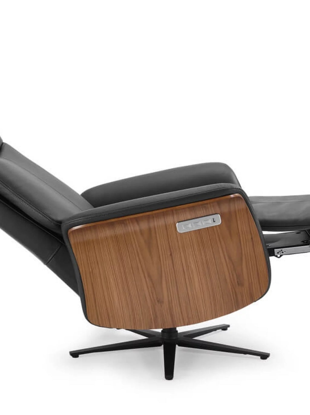 Relaxzetel Poseidon black leder - walnut