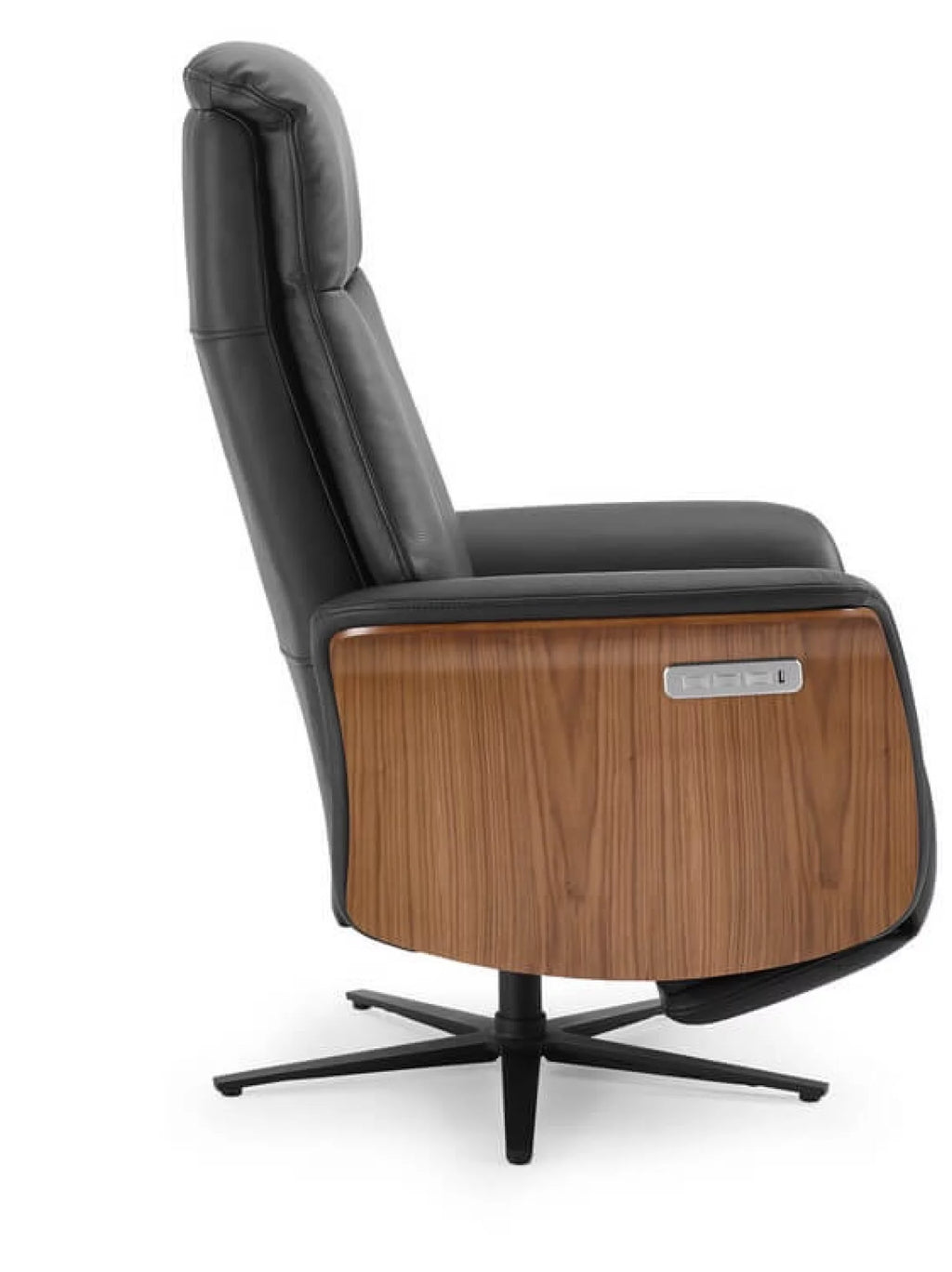 Relaxzetel Poseidon black leder - walnut