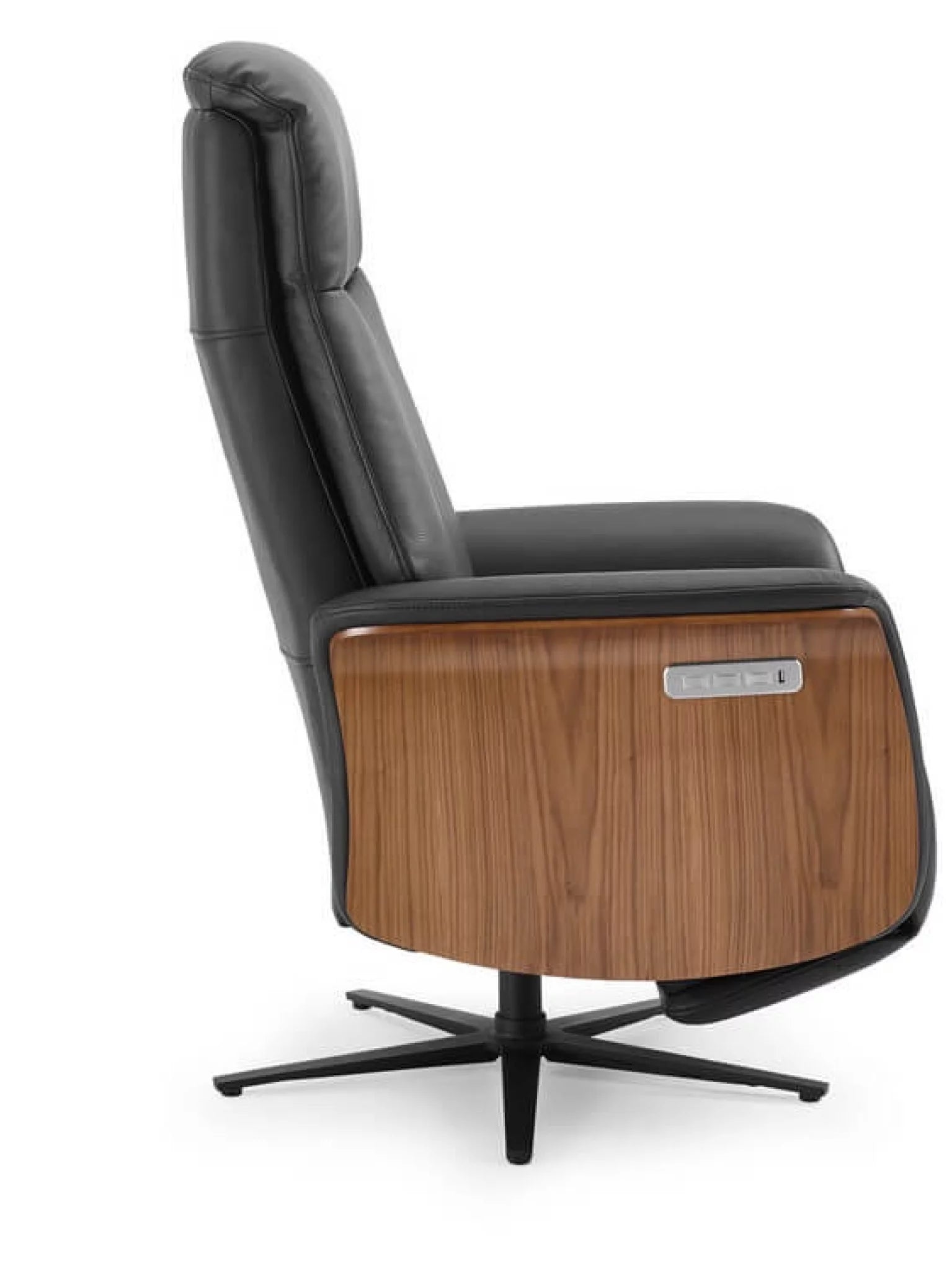 Relaxzetel Poseidon black leder - walnut