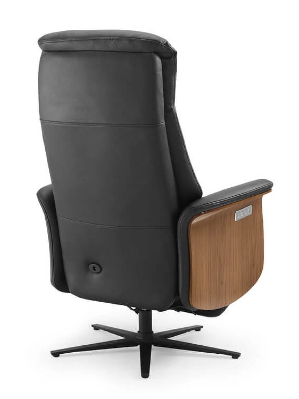 Relaxzetel Poseidon black leder - walnut