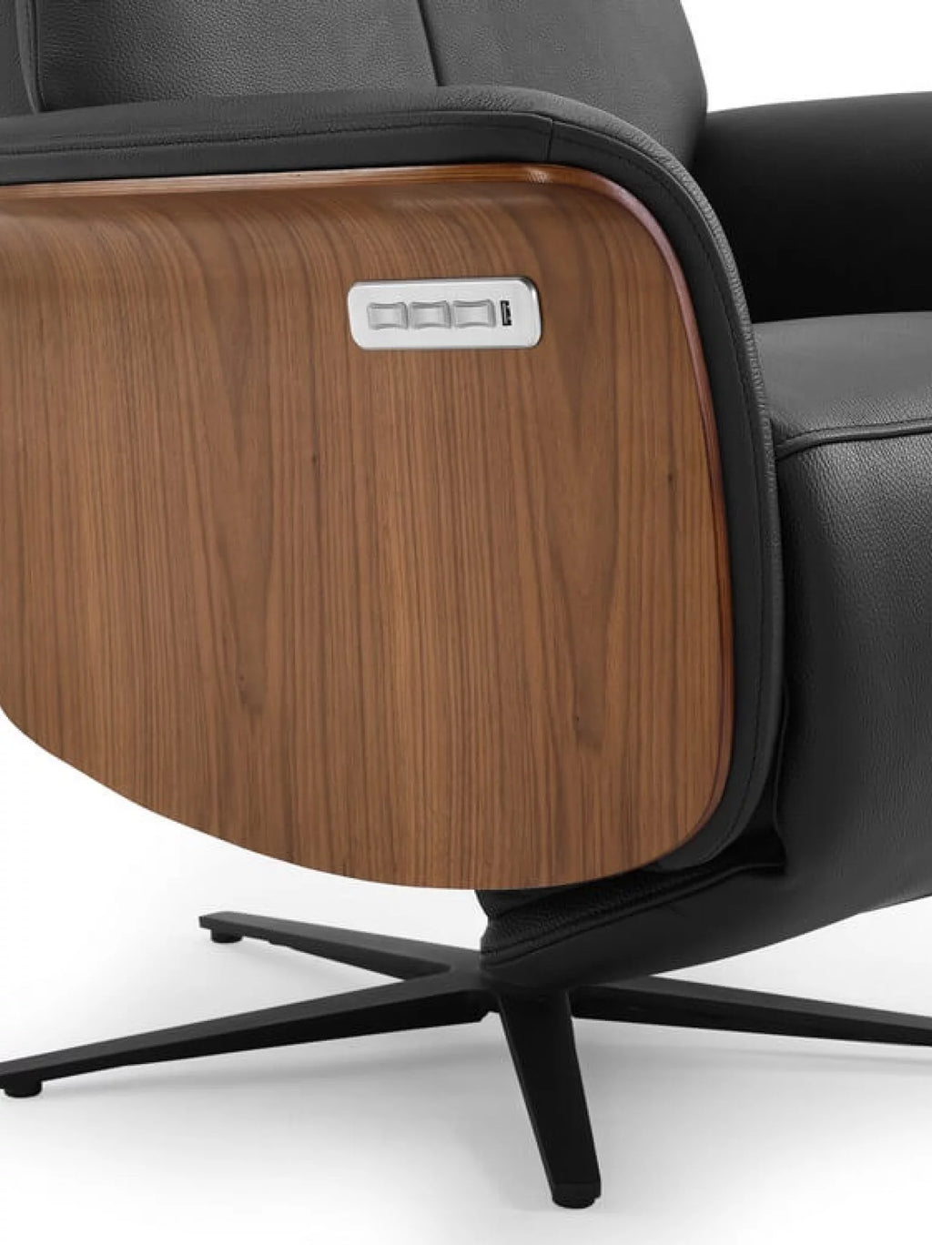 Relaxzetel Poseidon black leder - walnut