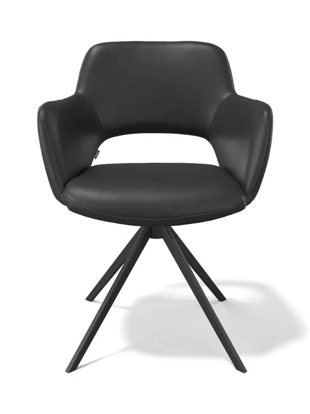 Lederen eetkamerstoel Julien zwart