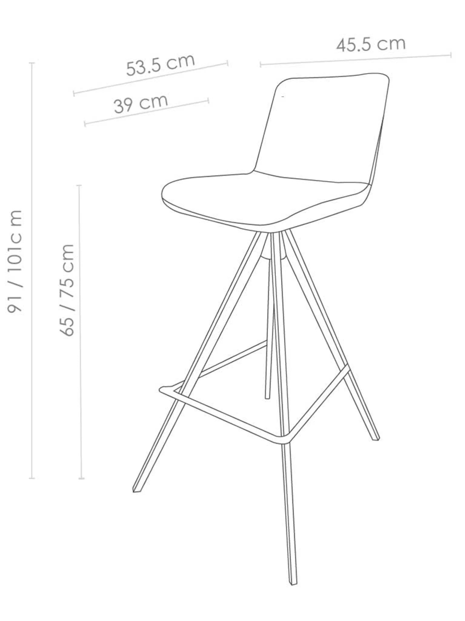 Draaibare barstoel universal cognac zithoogte 65