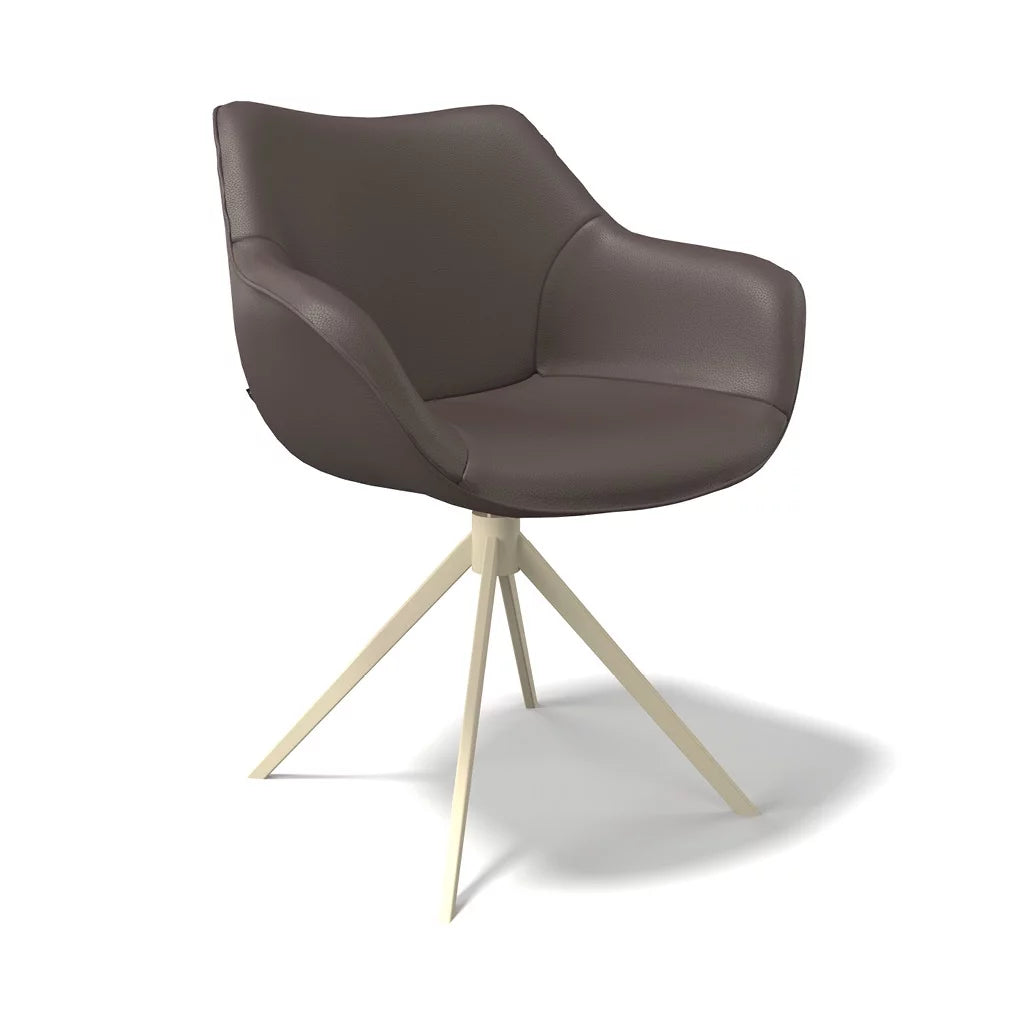 Eetkamerstoel leder padua ebano / champagne poot