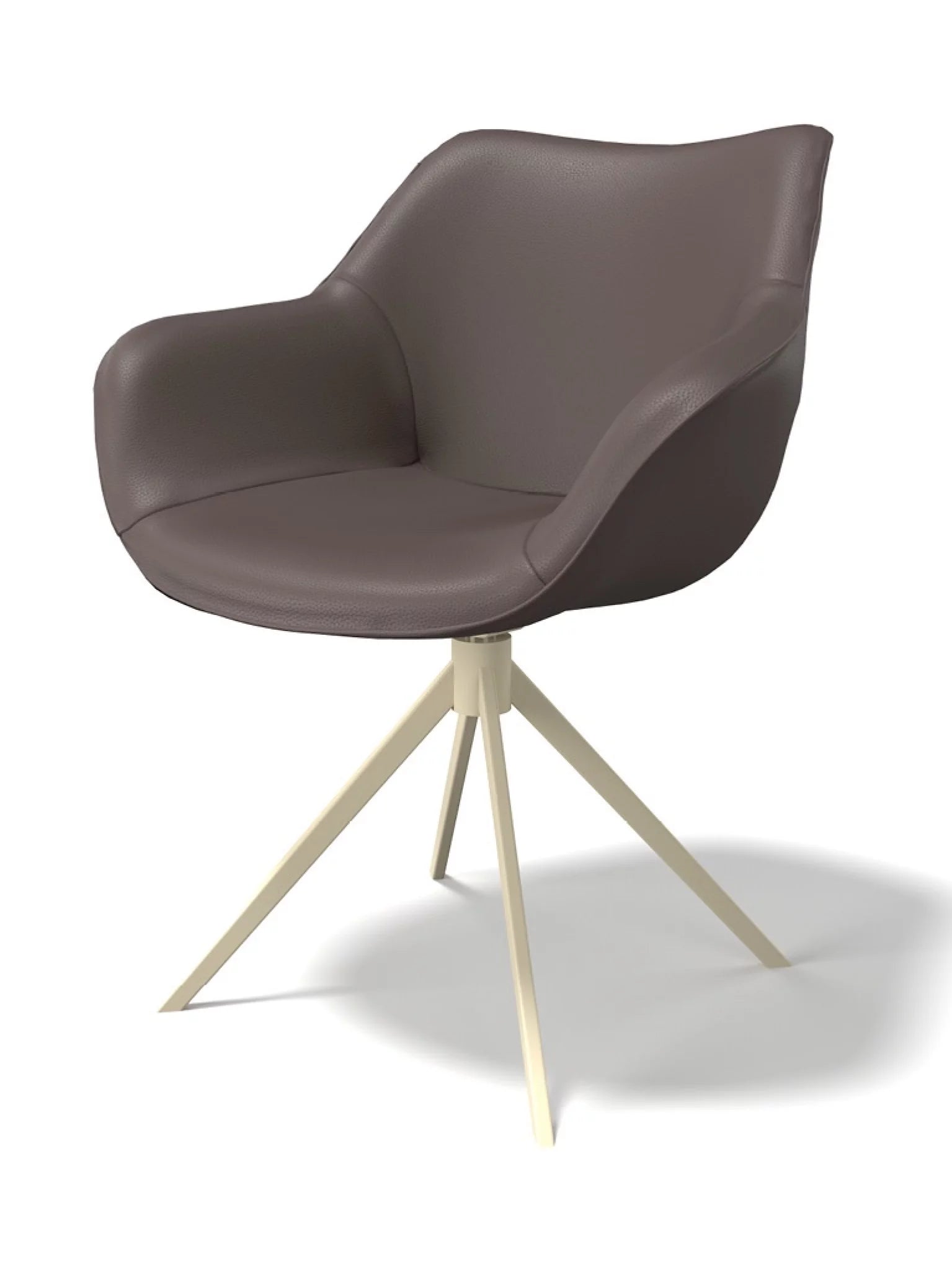 Eetkamerstoel leder padua ebano / champagne poot