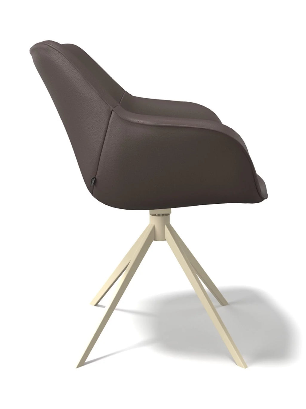 Eetkamerstoel leder padua ebano / champagne poot