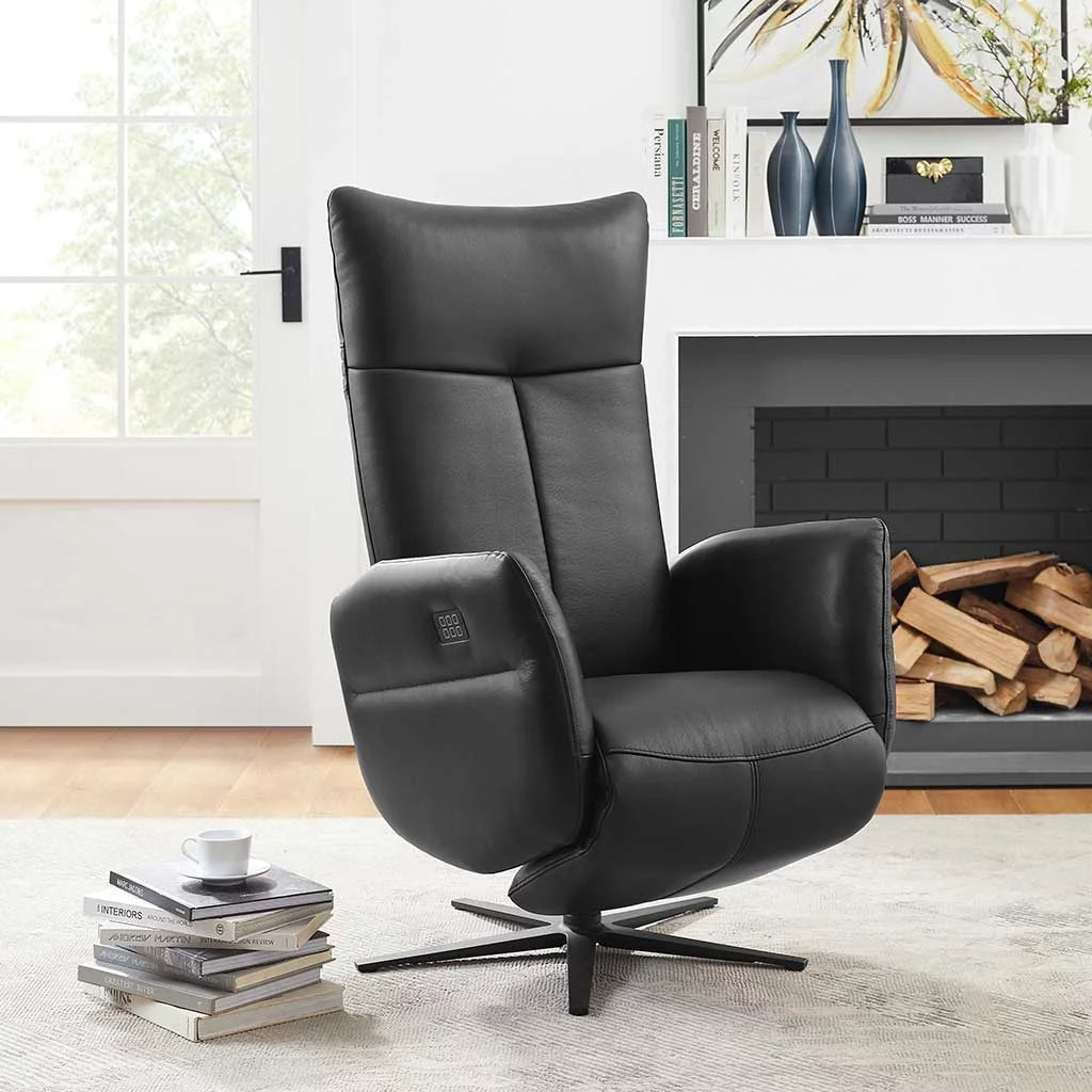 Leder relaxzetel Mercurius zwart