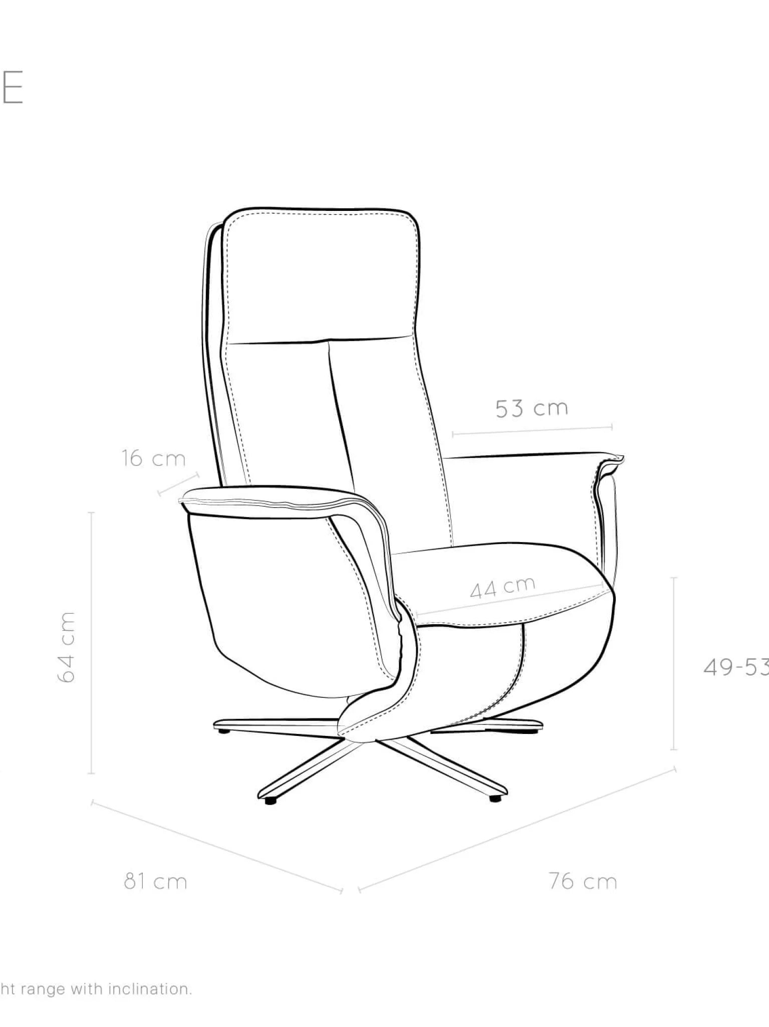 Leder relaxzetel pandora cognac met liftfunctie