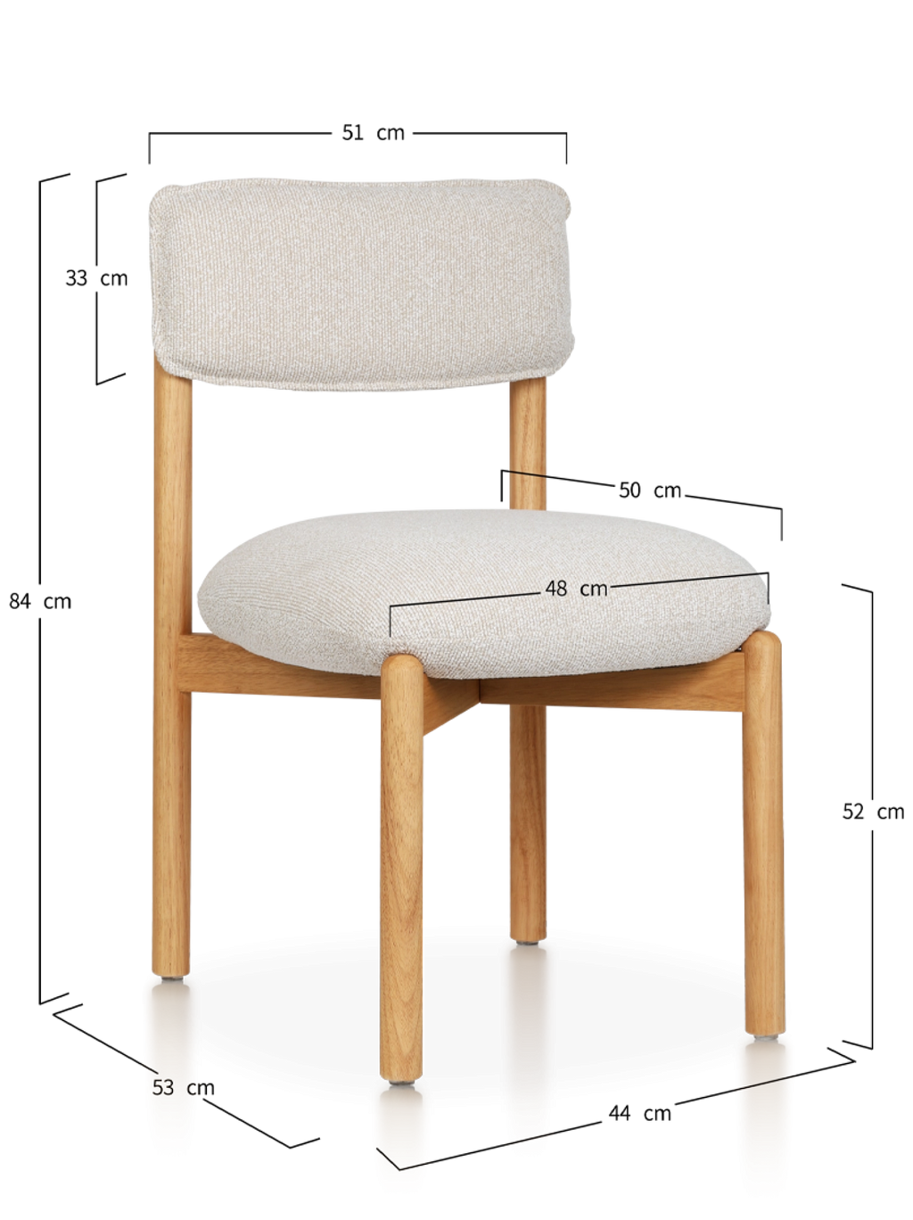 Houten eetkamerstoel frank natural met beige one