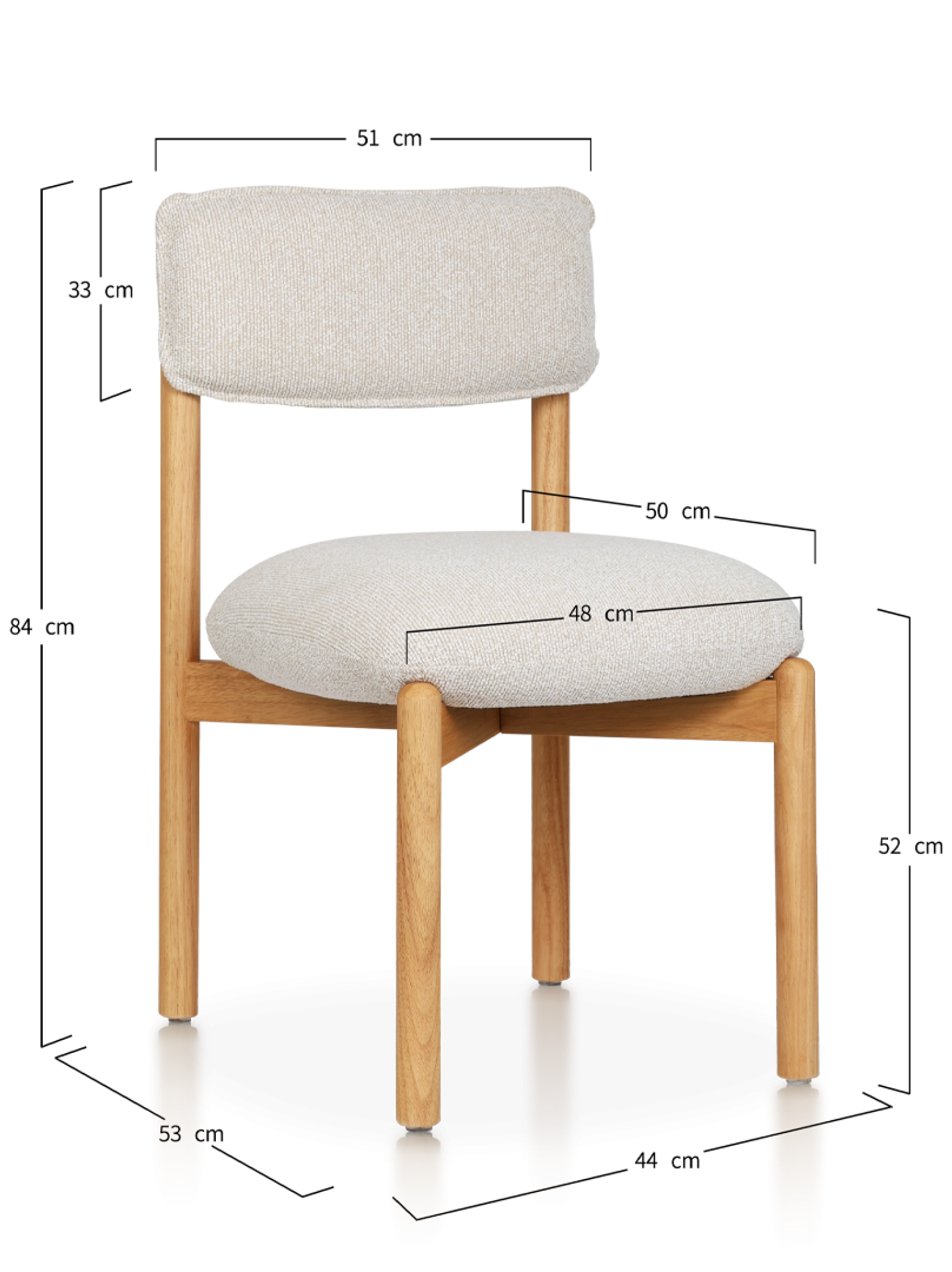 Houten eetkamerstoel frank zwart met beige zitkussen