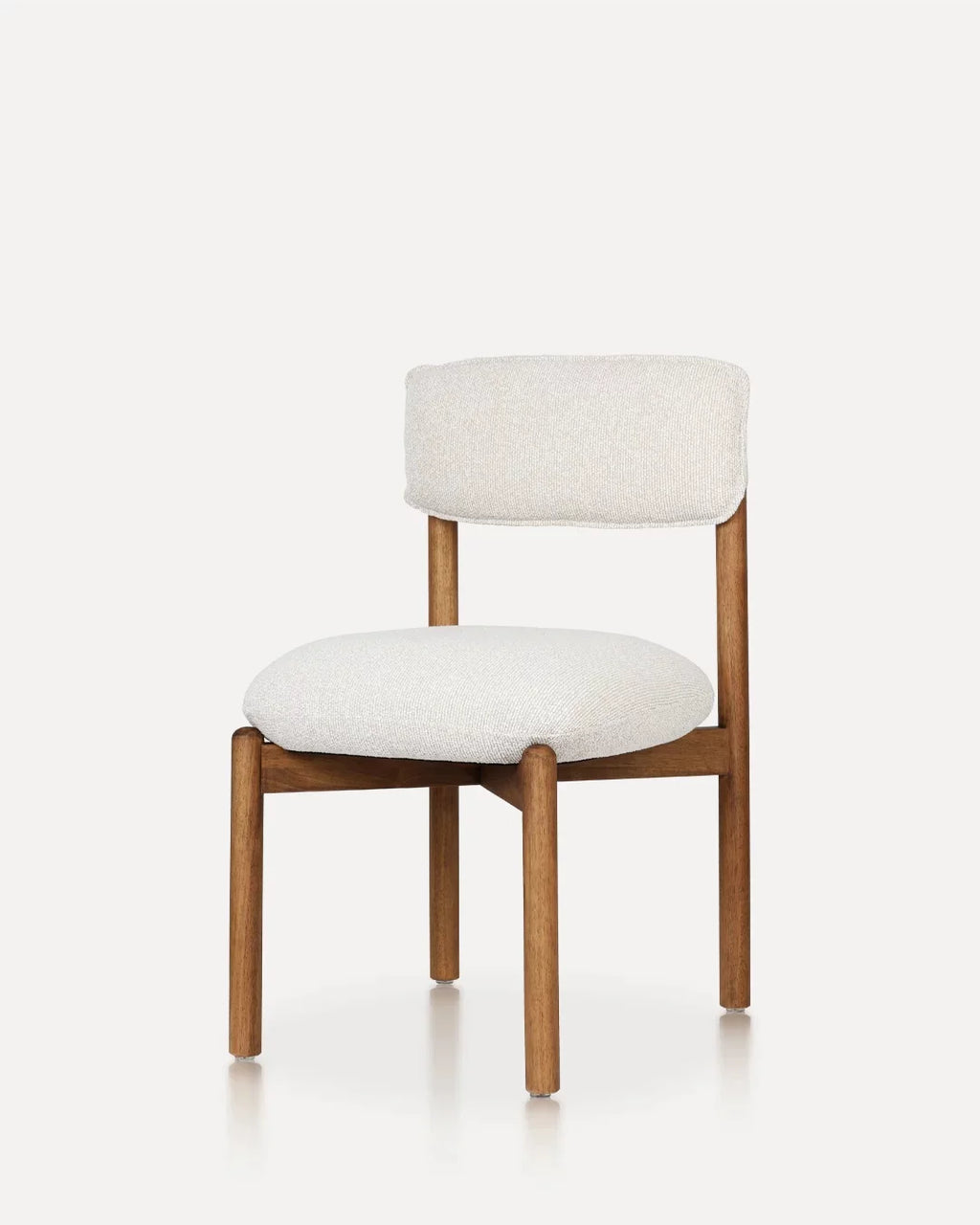 Houten eetkamerstoel frank walnoot afwerking en beige zit kussen